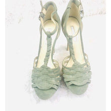 Load image into Gallery viewer, (SOLD) BCBGeneration Light Blue Suede Platform Heels