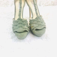 Load image into Gallery viewer, (SOLD) BCBGeneration Light Blue Suede Platform Heels