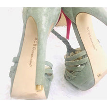Load image into Gallery viewer, (SOLD) BCBGeneration Light Blue Suede Platform Heels