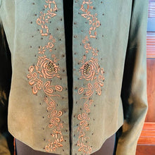 Load image into Gallery viewer, Olive Silk Embroidered Beaded Blazer jacket