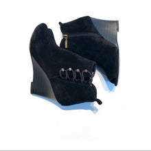 Load image into Gallery viewer, Michael Shannon Suede Open-Toe Wedge Booties
