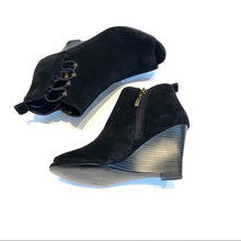 Load image into Gallery viewer, Michael Shannon Suede Open-Toe Wedge Booties