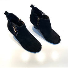 Load image into Gallery viewer, Michael Shannon Suede Open-Toe Wedge Booties