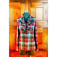 Load image into Gallery viewer, Ralph Lauren Women’s Plaid Mock Ruffle Blouse