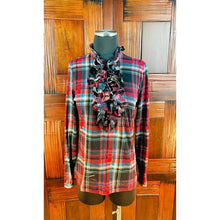 Load image into Gallery viewer, Ralph Lauren Women’s Plaid Mock Ruffle Blouse