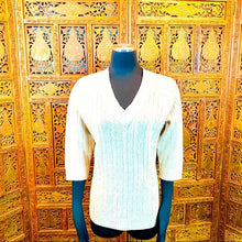 Load image into Gallery viewer, Women’s V-Neck Cable Knit Sweater