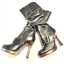 Load image into Gallery viewer, Ellie Steampunk Stiletto Platform Boots NWOT/B