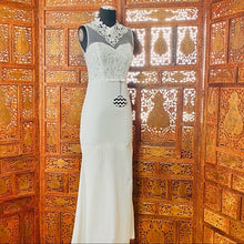 Load image into Gallery viewer, Beach Wedding Dress with High Illusion Neckline