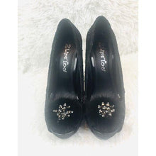 Load image into Gallery viewer, 2 Lips Too Black Lace Peep Toe Heels
