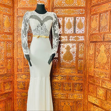 Load image into Gallery viewer, Beach Wedding Dress Mermaid w/Illusion Sleeves NWT