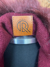 Load image into Gallery viewer, Women’s Burgundy Cloak Shawl Faux Fur Trim Poncho Jacket
