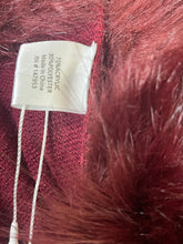 Load image into Gallery viewer, Women’s Burgundy Cloak Shawl Faux Fur Trim Poncho Jacket

