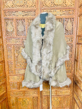 Load image into Gallery viewer, Women’s Cloak Shawl Faux Fur Trim Poncho Jacket Sweater
