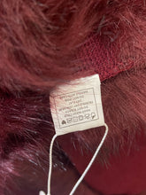 Load image into Gallery viewer, Women’s Burgundy Cloak Shawl Faux Fur Trim Poncho Jacket
