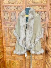 Load image into Gallery viewer, Women’s Cloak Shawl Faux Fur Trim Poncho Jacket Sweater

