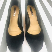 Load image into Gallery viewer, Tahari Black Leather Suede Closed Toe Wedges
