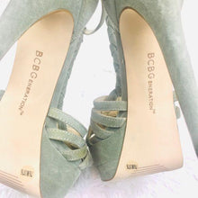Load image into Gallery viewer, (SOLD) BCBGeneration Light Blue Suede Platform Heels
