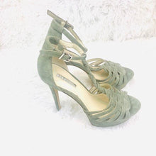 Load image into Gallery viewer, (SOLD) BCBGeneration Light Blue Suede Platform Heels

