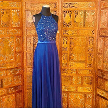 Load image into Gallery viewer, High Neck Satin Bridesmaid Dress NWT
