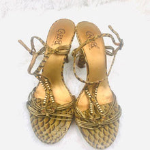 Load image into Gallery viewer, Carlos Santana Conga Reptile Print Heels Sandals
