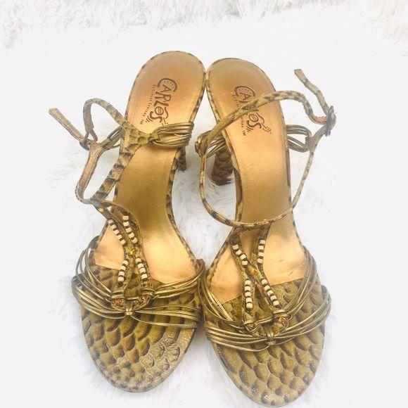 Carlos Santana Conga Reptile Print Heels Sandals