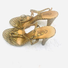 Load image into Gallery viewer, Carlos Santana Conga Reptile Print Heels Sandals
