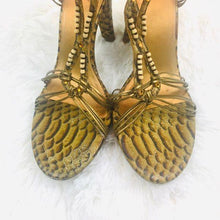 Load image into Gallery viewer, Carlos Santana Conga Reptile Print Heels Sandals
