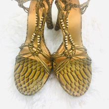 Load image into Gallery viewer, Carlos Santana Conga Reptile Print Heels Sandals
