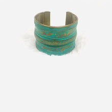 Load image into Gallery viewer, (SOLD) Brass Teal Turquoise Cuff Bracelet
