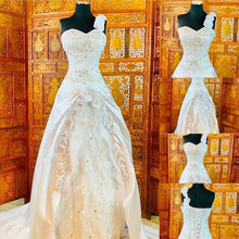 Load image into Gallery viewer, (002) One Shoulder Flower Strap Wedding Gown NWT
