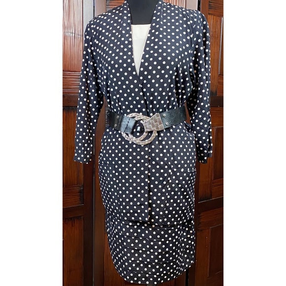 Kwai Petites Vintage 1980’s Polka Dot Dress