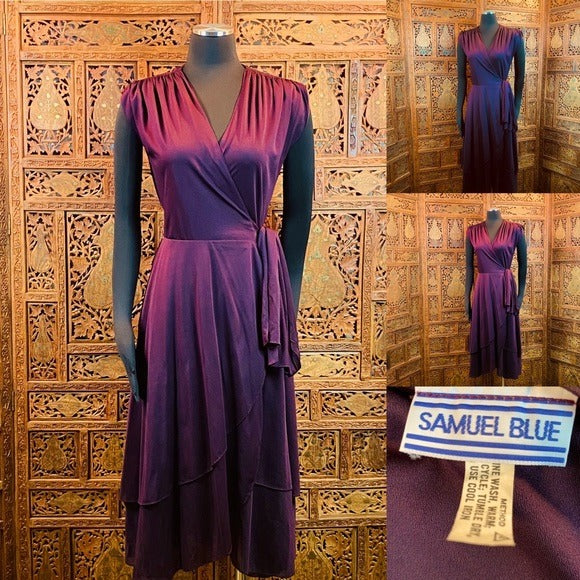 Vintage 1970’s Samuel Blue Designer Wrap Dress