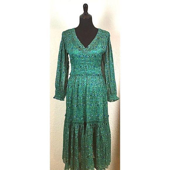 Free People Smocked Shoulder Maxi Dress