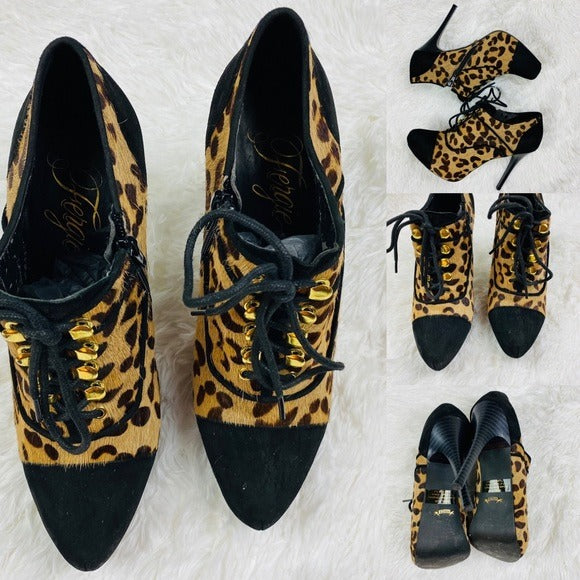 Fergie Gatsby Too Leopard Lace up Oxford Bootie