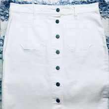 Load image into Gallery viewer, Kenneth Cole Reaction White Denim Pencil Skirt
