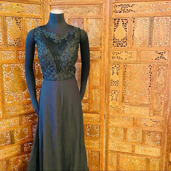 Illusion Sequin Beaded Chiffon Ball Gown NWT