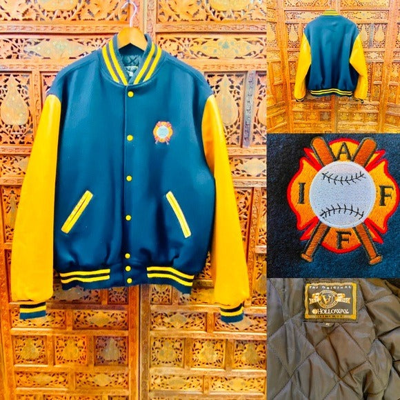 Vintage Holloway Wool & Leather Varsity Jacket
