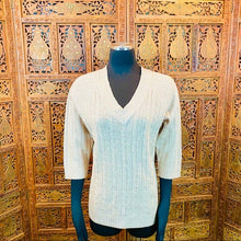 Load image into Gallery viewer, Women’s V-Neck Cable Knit Sweater
