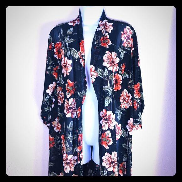 Ember Black Floral Kimono