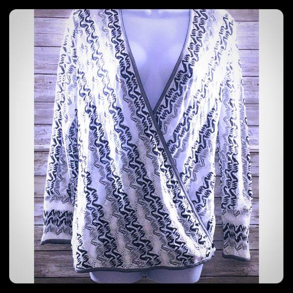 NIC+ZOE Black & White Knit Cardigan Sweater