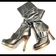 Load image into Gallery viewer, Ellie Steampunk Stiletto Platform Boots NWOT/B
