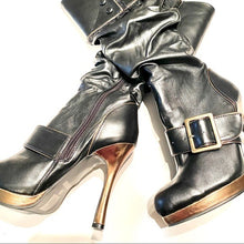 Load image into Gallery viewer, Ellie Steampunk Stiletto Platform Boots NWOT/B
