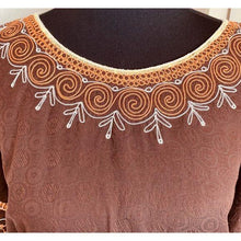 Load image into Gallery viewer, Beautiful Brown Embroidered Linen Dress
