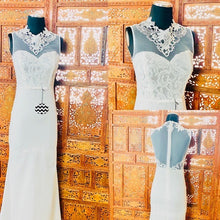 Load image into Gallery viewer, Beach Wedding Dress with High Illusion Neckline
