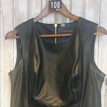 Load image into Gallery viewer, (SOLD) Calvin Klein Sleeveless Faux Leather Sheath Dress
