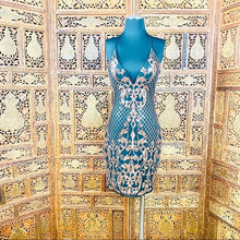 Load image into Gallery viewer, Women’s Rose Gold Sequin Beaded Mini Dress
