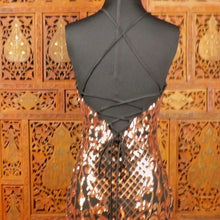 Load image into Gallery viewer, Women’s Rose Gold Sequin Beaded Mini Dress
