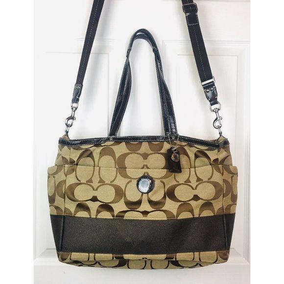 (SOLD) Coach Signature Stripe Multifunction Diaper Bag
