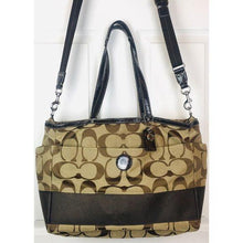 Load image into Gallery viewer, (SOLD) Coach Signature Stripe Multifunction Diaper Bag
