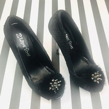 Load image into Gallery viewer, 2 Lips Too Black Lace Peep Toe Heels
